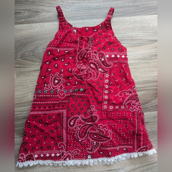 Little Lindsey Bandana Paisley Print Lace Spaghetti Strap Summer Sun Dress 2T - Picture 2 of 14